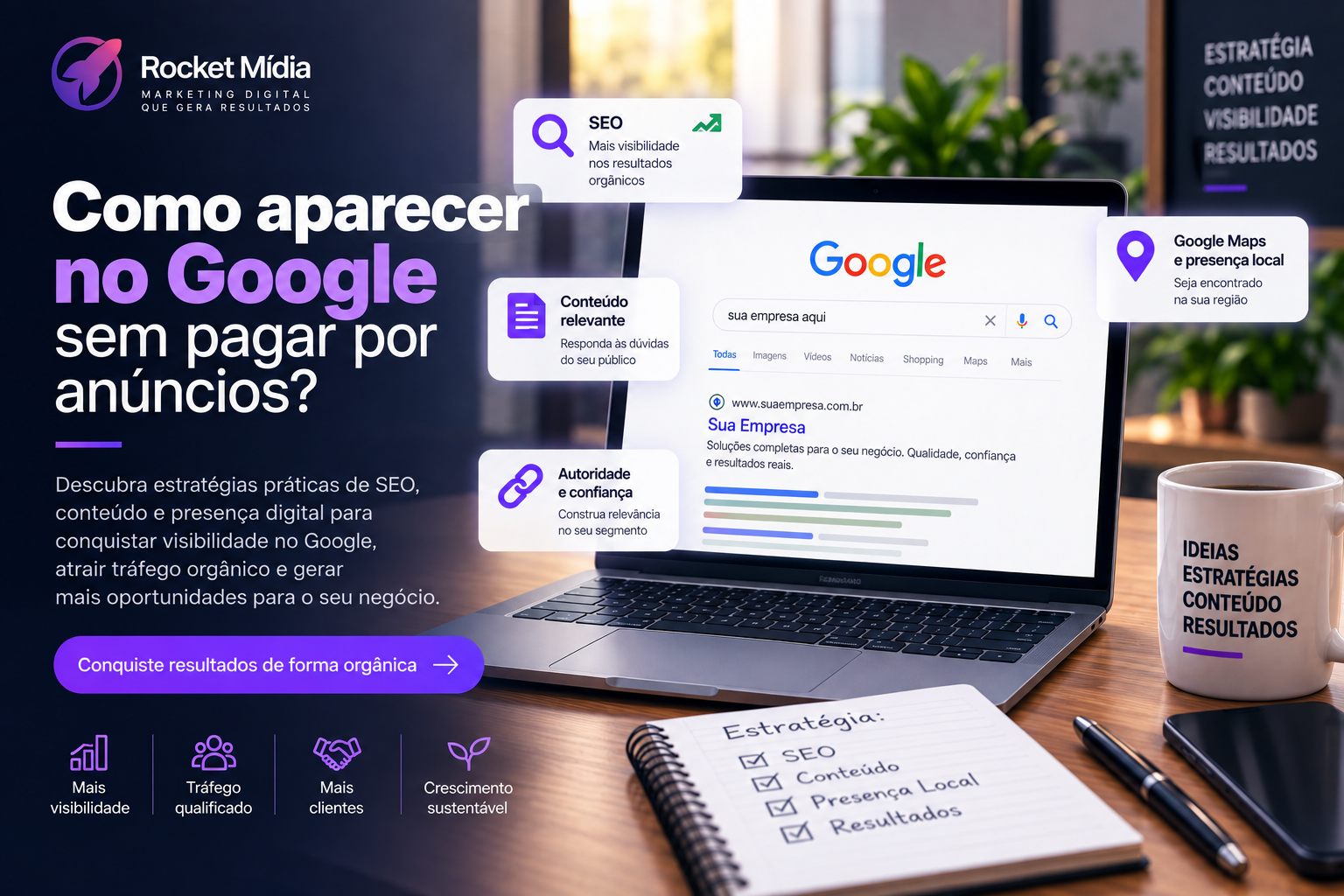Como aparecer no Google sem pagar por anúncios? Guia completo para conquistar tráfego orgânico